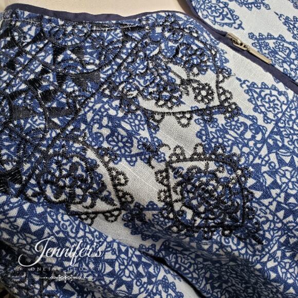 3/$30 Coldwater Creek Blue and Black Embroidered Zipper Jacket - Picture 4 of 11